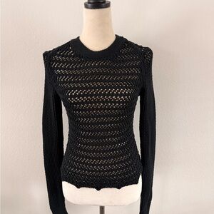 3.1 Phillip Lim Black Crochet Long Sleeve Sweater
